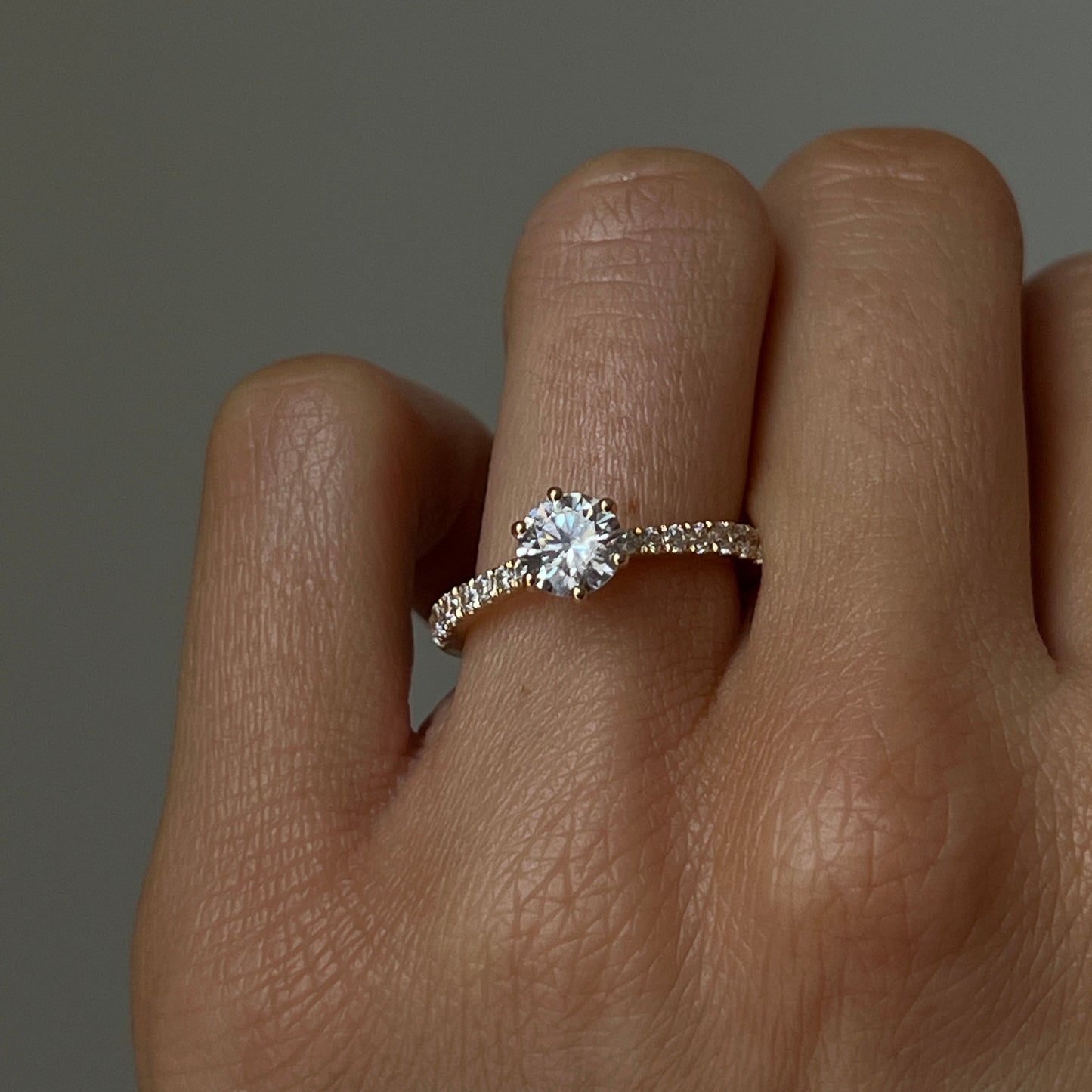 Solitaire Ring with Diamond Band