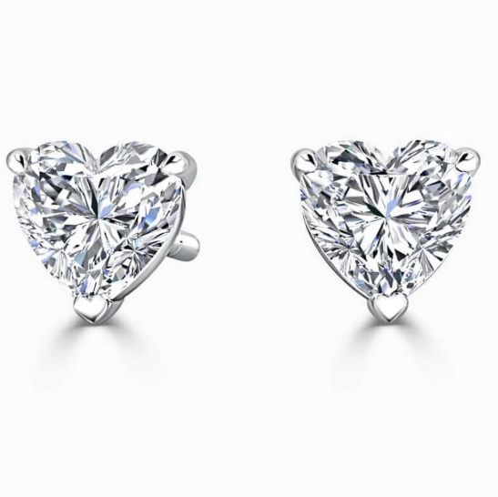 LAB GROWN SOLITAIRE STUDS WITH 1 CRT DIAMOND HEART